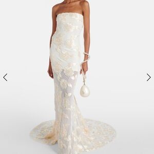 ROTATE Bridal Alberty floral-appliqué mesh gown. Size DT34/US4 worn once